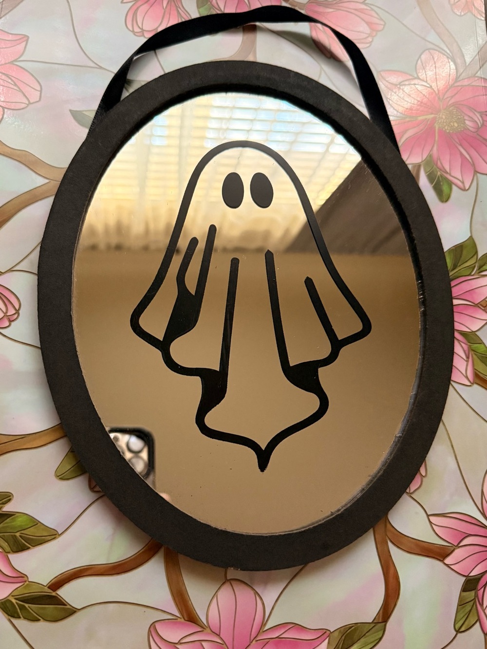 Halloween Ghost Mirror Wall Decor in Black